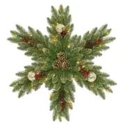 National Tree Christmas Swag 32" Indoor/Outdoor Snowflake White Lights Green