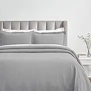 Superior 3 Piece Cotton Bedspread and Sham Set, Home Bed Decor, Decorative Bed Spread, 2 Pillow Shams, Medium Weight, Textured Matelasse Coverlet, Bedding Essentials, Zenith Collection, Queen, Grey