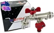 outside Wall Mounted 1/2 Inch Garden Tap with Check Valve, Double Outlet Tap (Bu