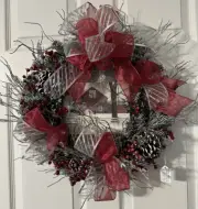 ChristmasWreathHandmadeWSignedPineTreeQuiltPaintingbyBillyJacobs