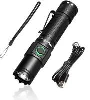 Compact 1200 Lumens Rechargeable Flashlight - Waterproof EDC Torch with 5 Modes