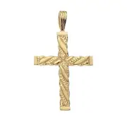 Girls 9ct Gold 26mm Square Twist Cross Pendant