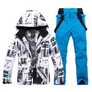 Nevenka Ski Jacket and Pants Set Winter Coat Hooded Outdoor Skiing Snowboard Suit for Men-PictorialBlue