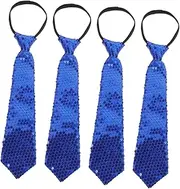 [Vaguelly] 4pcs Men's Sequin Tie Business Tie Uniform Prom Decorative Party Props Festival Cosplay Prop