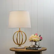 Oriel Lighting LOXTON Gold painted metal/ marble table lamp w Shade