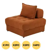 Oikiture Velvet Modular Sofa Lounge Chair Armless TOFU Back Brown