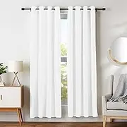 Amazon Basics Room Darkening Blackout Window Curtains with Grommets - 42 x 84-Inch, White, 2 Panels