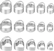 DJAPWPX-15 Pieces Biscuit Cutter Set Stainless Steel Biscuit Cutters with Handles Professional Biscuit Cutter Tool Multipurpose Cookie Cutter Set for Pies Mini Cakes Muffins Pancakes