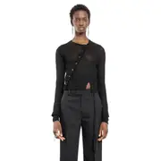 [ANN DEMEULEMEESTER] Magga Cropped Twisted Cardigan Black