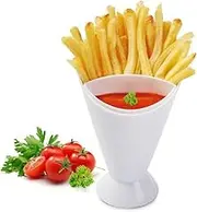 JIAWEIIY Assorted Sauce Storage Dish Plates Tableware Creative Lazy Snack 2 Grid Plastic Bowl French Fry Chips Salad Cone Dipping Cup