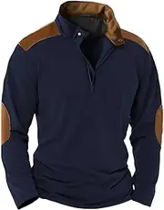 [Generic] Sweater Men's Casual Sweater Stand Collar Placket Zipper Autumn and Winter Top Men Big and Tall Hoodies for Men