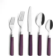 ANNOVA 20 Pieces Stainless Steel Flatware/Cutlery Set - Color Handles - 4 x Dinner Forks, 4 x Salad Forks, 4 x Dinner Knives, 4 x Dinner Spoons, 4 x Dessert Spoons - Service for 4 (Purple, 20 Pieces)
