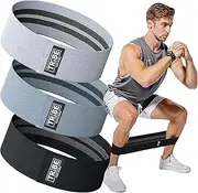 Tribe Lifting Resistance Hip Bands | WOD Leg Band for Hip Work Out or Physical Therapy | Resistance Loops, Stretchable Fabric, Non-Slip Elastic Grippy Inner Layer | Men and Women | Black