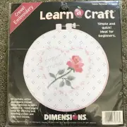 Dimensions Forever Friends 72313 Crewel Kit Learn A Craft Rose Heart Pink Green