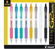 Pilot G2 07 Metallic Pens 34405, 8-Color Assortment, 0.7mm Fine