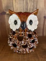 NWT Hobby Lobby Ceramic Brown Owl Candle Holder Luminary