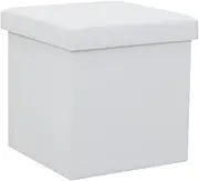 Folding Storage Stool White Faux Leather,Folding Chairs & Stools 2.76KG-247082