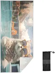 AIXIWAWA Beach Towel Oversized-Cat in Pool for Women Men, Sand Free Super Absorbent Quick Dry Pool Towels Beach Blanket for Swimming Pool Beach Gym 31×71 inches