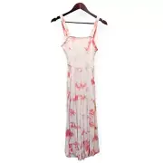 Nordstrom Girls' Size L 10/12 Cut Out Back Tie Back Jumpsuit Tie Dye Pink Lotus
