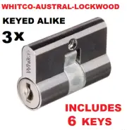 3 x Screen door security door lock key cylinder Barrel Whitco Lockwood