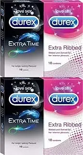 Durex Extra Time, Extra Ribbed Condom (Pack of 40)