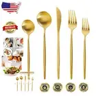 Rust Resistant Gold Flatware Set – 8 Dinner Forks & Knives for Modern Dining