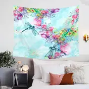 Art Painting Flowers and Dragonflies Tapestry