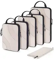 bagsmart Compression Packing Cubes, 6 Set Travel Cubes for Carry on Suitcases, Suitcase Organizers Bag & Luggage, Lightweight with Shoe White Opal