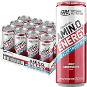 OPTIMUM NUTRITION Amino Energy + Electrolytes Sparkling Hydration Drink, Strawberry Flavour, 355ml, 12 Pack