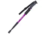 Aluminum Alloy 3 Section Straight Shank Trekking Pole Lock Telescopic Belt Shock Absorber Cane Walking Stick-Purple