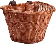 Toddmomy D Shape Wicker Front Bike Basket for Detachable Handlebar Storage Container Handmade Rattan Basket Honey Color Easy Installation Durable Spacious