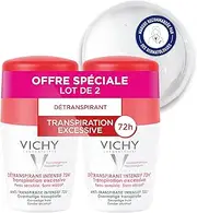 Vichy 72hrs Excessive Transpiration Roll-On Deodorant 100 ml, Pack of 1 (2 x 50 ml)
