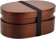 Japanese Wooden Lunch Box – Traditional Bento Box for Adults, Double Layer Food Container for Office, Picnic, Camping, Potluck(Single,with Chopsticks)