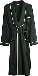 [RAFYZY] Mens Cotton Bathrobe,Plus Size Long-Sleeve Shawl Collar Pajama Spa Robe,Kimono Sleepwear