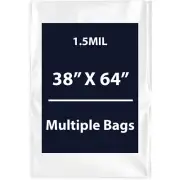 1.5Mil 38" X 64" | LDPE Clear Flat Poly Bags, Flexible & Durable | Multiple Bags