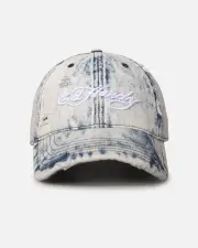 [ED HARDY] Ed Hardy Distressed Denim Strapback Cap Blue Wash - Size ONE ONE Blue Wash