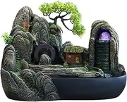 Tabletop Water Fountain Resin Tabletop Water Fountain with Artificial Mountain Stone Design Indoor Zen Desktop Relaxing Water Feature Interior Spa and Yoga Decoration, 12.5 Inch Tall Office Relaxation