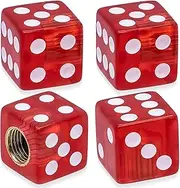 MEAJOO 4PCS Dice Shape Tire Valve Stem Caps, Universal Copper Core Dustproof Tire Valve Stem Covers for Cars, SUV, Trucks, Bikes, Motorcycles, Bicycles(Red)