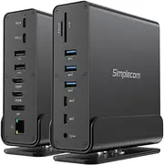 Simplecom CHT815 15-in-1 USB-C 4K Triple Display MST Docking Station with Dual HDMI DP