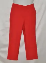 Joan Rivers Regular Techno Twill Cropped Pants w/ Cuff Size 8 Red