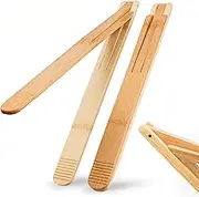 Bamboo Wood Salad Tongs with Space Saving Collapsible Spring, 11" Cooking Tong Enhanced Grip for Kitchen, BBQ Cooking, Camping or Grill, Foldable Carry or Storage, Flipping and Serving | Set of 2