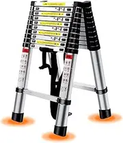 Telescoping Ladder, Aluminum Telescopic Extension Tall A Frame Ladder Multi Purpose Loft Ladder, 330 pound/150 kg Capacity, for House Building Maintenance (2+2m)