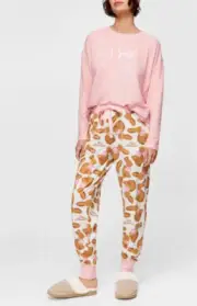 NEW PETER ALEXANDER PINK PENNY PLUSH TOP & CHOC BUNNY PANTS PJ SET M RRP$159.90