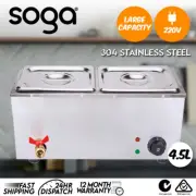 SOGA Stainless Steel 2 X 1/2 GN Pan Electric Bain-Marie Food Warmer with Lid