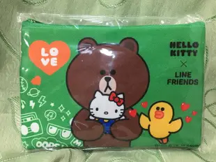 正版授權 HELLO KITTY x LINE FRIENDS 熊大 筆袋 鉛筆盒 綠色款 / 紅色款