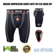 Morgan.Dragon MMA Boxing Compression Shorts With Tri Flex Groin Guard Cup Adult