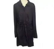 Steve Madden Womens Tie Curious Mini Dress Black Silky Leopard Print L New