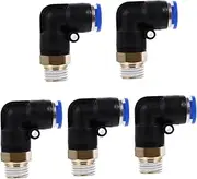 Connector Kit 5pcs Push Fitting Quick Touch 90 Degree Pneumatic Tube Male Elbow