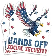 Hands Off Social Security Magnet - Patriotic Eagle - Decorative Fridge - American Pride - USA Themed - Durable Material for Car Truck Toolbox Any Metal Surface - EPLM0027-FBA