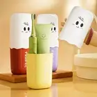 Cute Cartoon Travel Wash Cup with Cover Travel Soap Dish New Brushing Cup